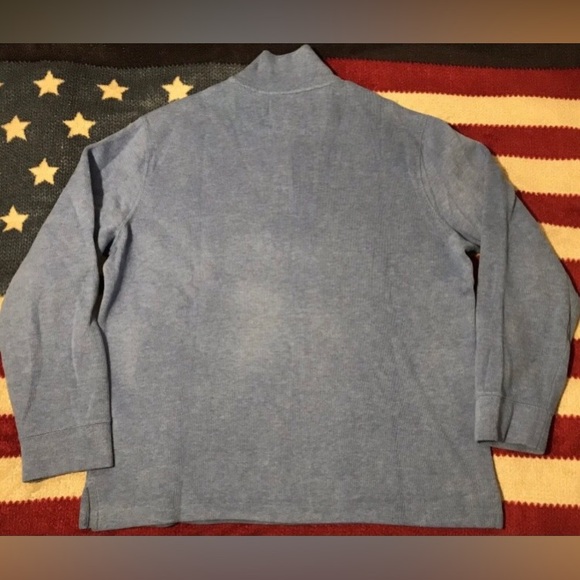 Vintage Polo Ralph Lauren Blue 1/2 Zip Sweater L Beach Pwing stadium Cp Bear Usa